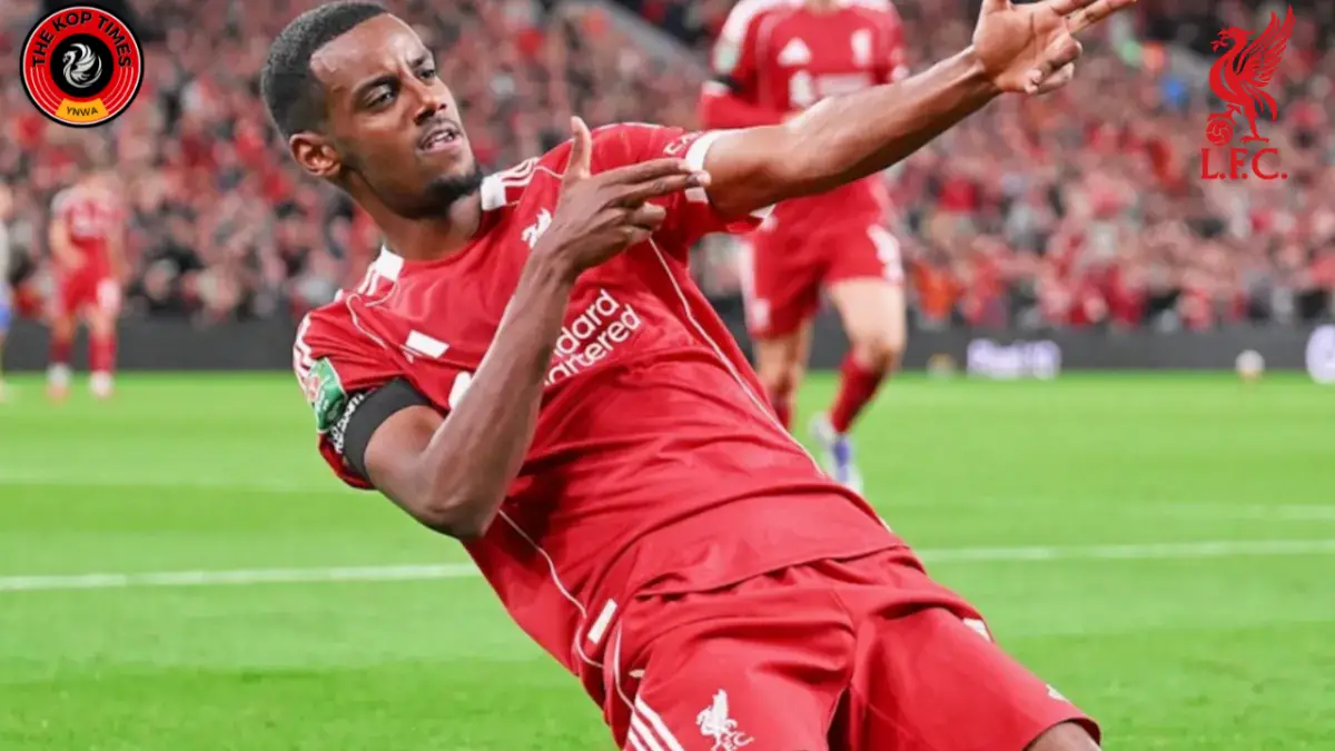 Liverpool star Alexander Isak is celebrating his goal against Southampton during the Carabao Cup third round clash.